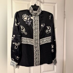 Vintage 1970's Francesca Of Damon Silk Blouse Size 4